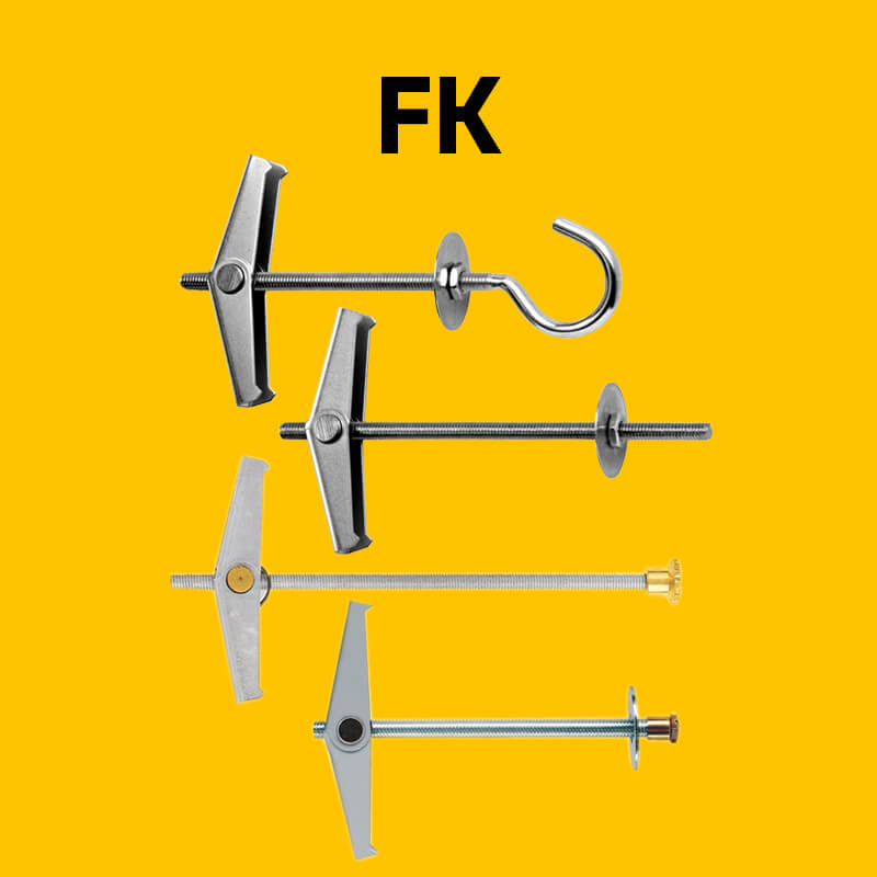 Hohlraumdübel FK in verschiedenen Ausführungen z.B. mit einem Rund- oder Winkelhaken.