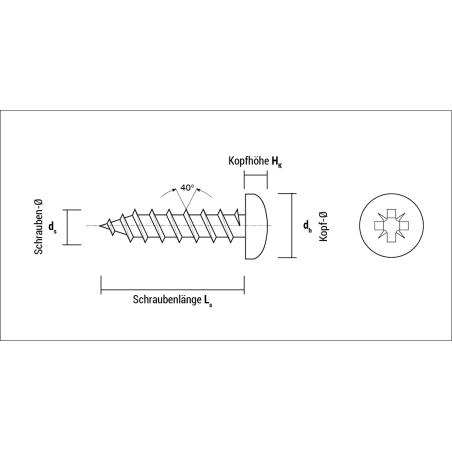 DE - Technische Zeichnung Spanplattenschraube VELOX B