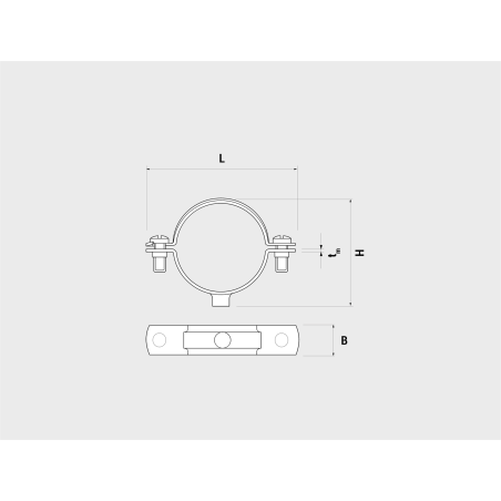 Technische Zeichnung Metallschelle L Technische Zeichnung Metallschelle L