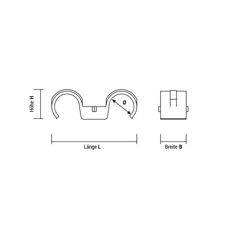 DE - Technische Zeichnung Kunststoff Rohrschelle doppelt FPD