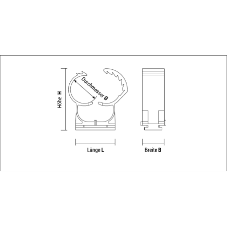 DE - Technische Zeichnung Kunststoffschelle Abranyl® ABT