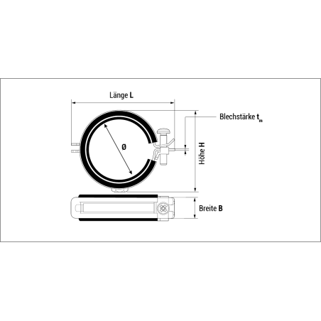 DE - Technische Zeichnung Schnellverschlussrohrschelle RIF