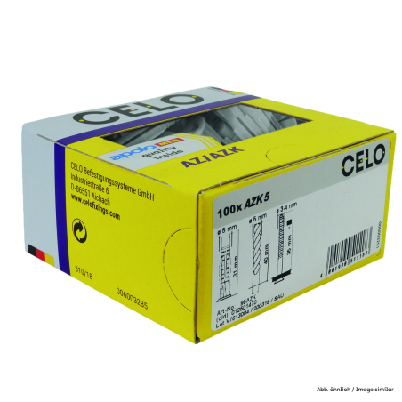 Verpackungsfoto Box 810 Allzweckdübel mit Kragen AZK Seite mit Etikett