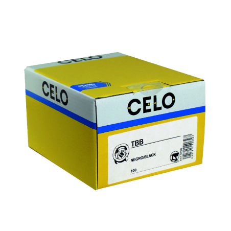 Verpackungsfoto Box Kabelbinderbefestiger TBB, schwarz, für Gasnagler  Seite mit Etikett