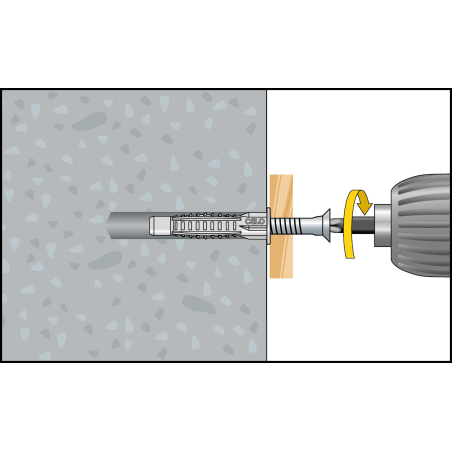 Montagebild 3 Mehrzweckdübel MZK mit Kragen und Senkkopfschraube