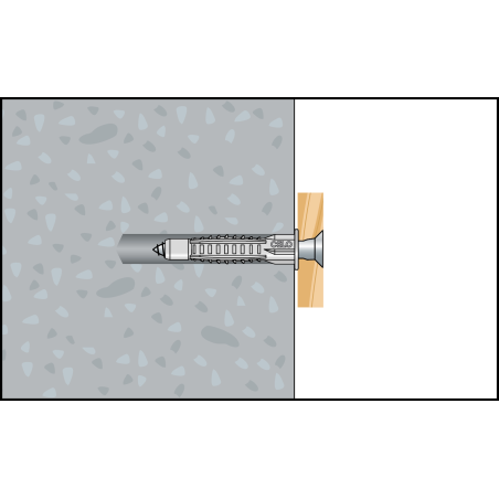 Montagebild 4 Mehrzweckdübel MZK mit Kragen und Senkkopfschraube