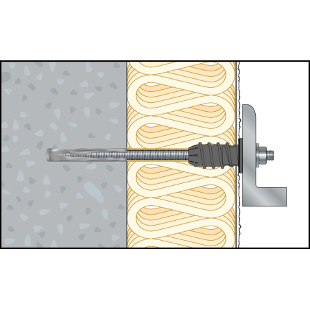 Montagebild ResiTHERM® 12 in Beton/Porenbeton zur energieeffizienten Abstandsmontage an der gedämmten Fassade 10