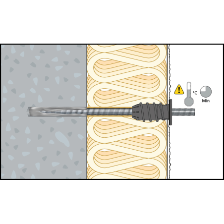 Montagebild ResiTHERM® 12 in Beton/Porenbeton zur energieeffizienten Abstandsmontage an der gedämmten Fassade 9