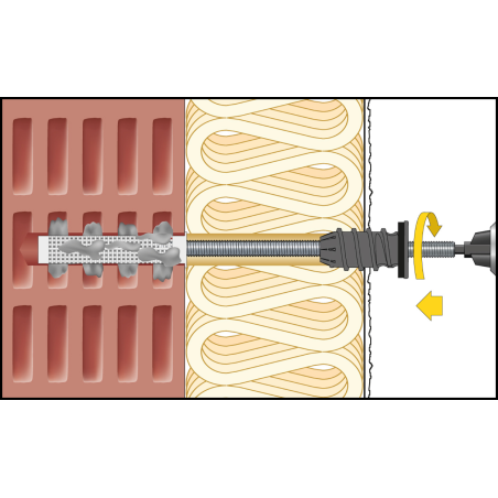 Montagebild ResiTHERM® 12 in Lochstein/Mauerwerk zur energieeffizienten Abstandsmontage an der gedämmten Fassade 9