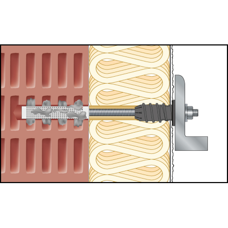 Montagebild ResiTHERM® 12 in Lochstein/Mauerwerk zur energieeffizienten Abstandsmontage an der gedämmten Fassade 11