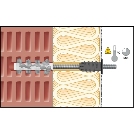 Montagebild ResiTHERM® 12 in Lochstein/Mauerwerk zur energieeffizienten Abstandsmontage an der gedämmten Fassade 10