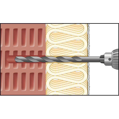 Montagebild ResiTHERM® 12 in Lochstein/Mauerwerk zur energieeffizienten Abstandsmontage an der gedämmten Fassade 1