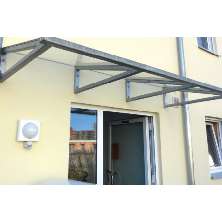 Anwendungsbild Abstandsmontagesystem ResiTHERM: Befestigung eines Vordachs am gedämmten Lochziegel