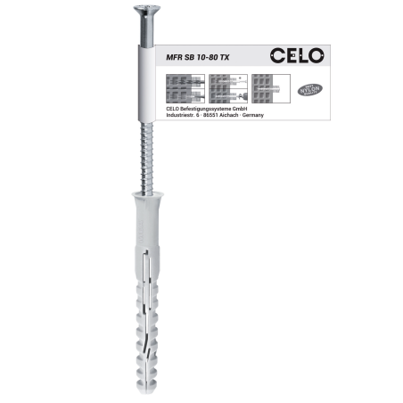 Produktbild Mulitfunktionsrahmendübel MFR Denkbunddübel mit TX-Senkkopfschraube, Einzelartikel, galvanisch verzinkt