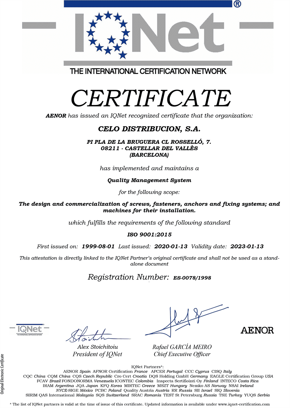 TÜV ISO 9001:2015 Zertifikat (Englisch)