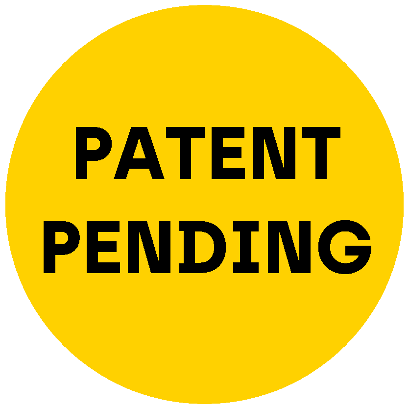 Gelber Kreis, mit schwarzer Aufschrift PATENT PENDING