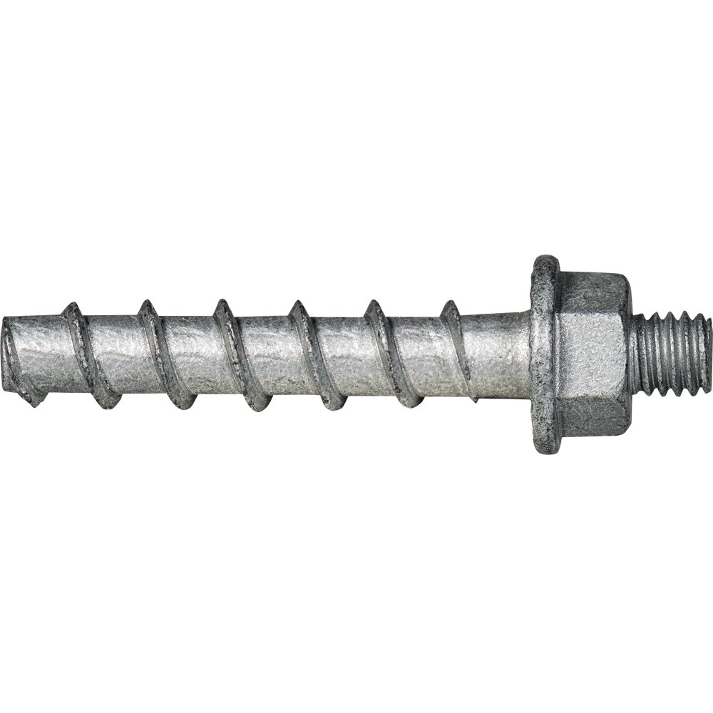 Der Kopftyp E zeichnet sich durch einen Sechskantkopf mit integrierter Unterlegscheibe (Ø 14 mm) und einem praktischen Anschlussgewinde mit einer Länge von 5 bzw. 15 mm aus.

Er ist die schnellste und sicherste Lösung für Anwendungen auf Beton wie z.B. die Befestigung von Schienen.