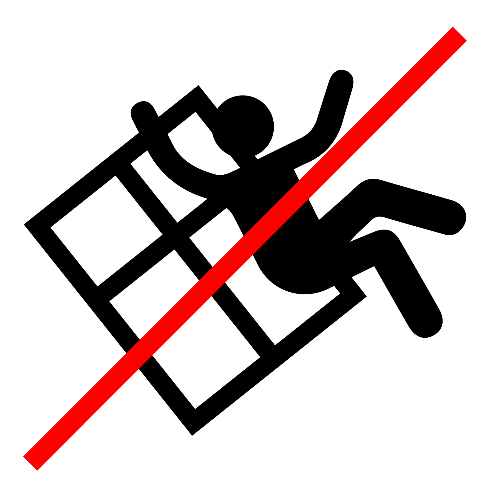 Symbol Absturzsicherung, Grafik von abstürzendem Mensch und Fenster