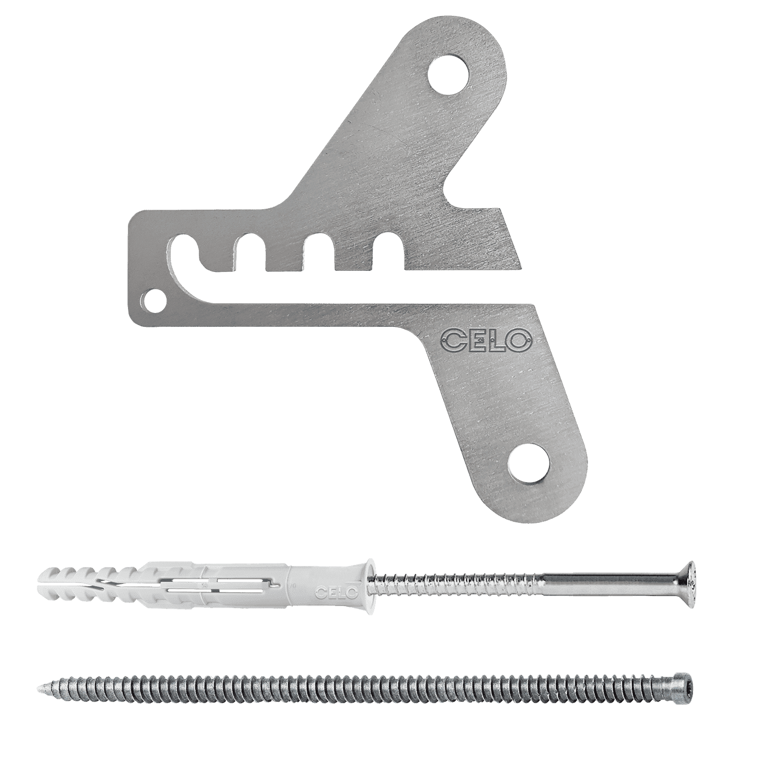 Gebrauchsfertiges Set bestehend aus Fenstersicherunslasche ProtectFIX, Multifunktionsrahmendübel MFR und Fensterbauschraube mit Zylinkerkopf FBS-Z