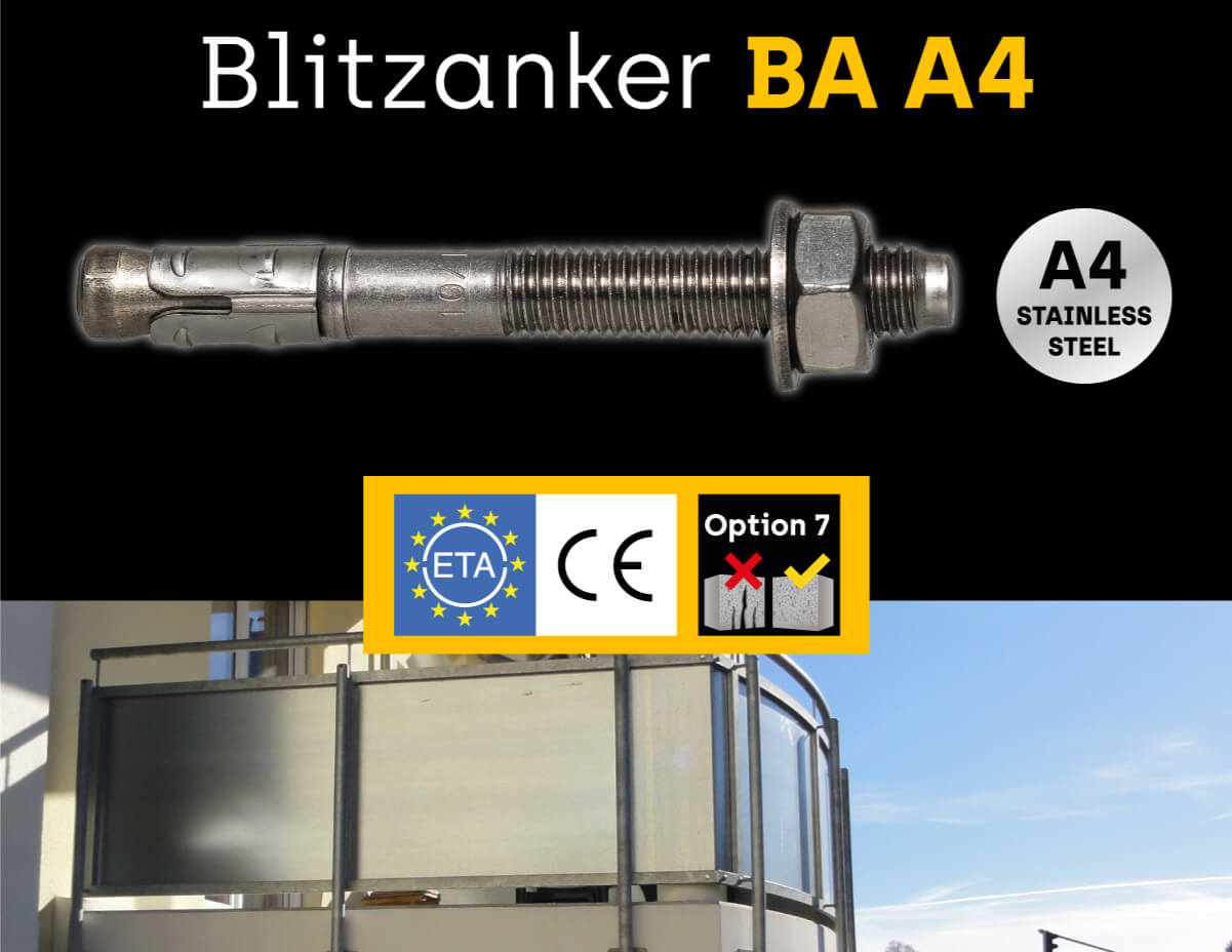 Edelstahl-Blitzanker BA A4: ETA-Zulassung Option 7