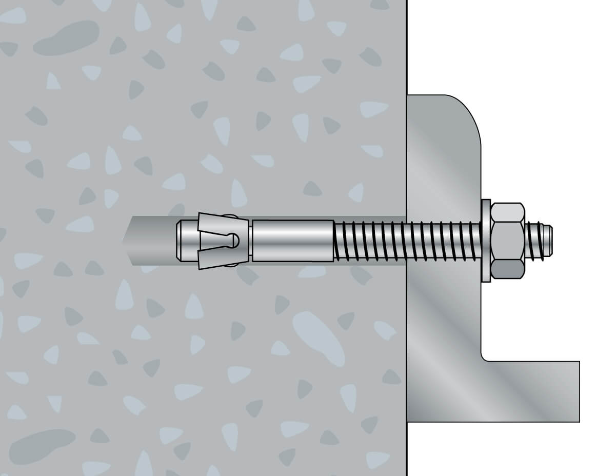 Edelstahl-Blitzanker BA A4: Montagesituation im Beton